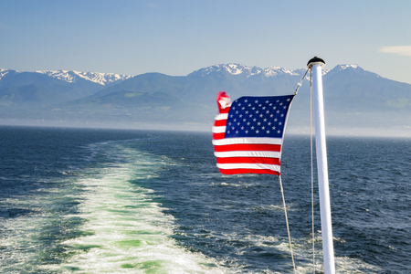 On Ferry from Port Angeles to Victoria BC.の写真素材