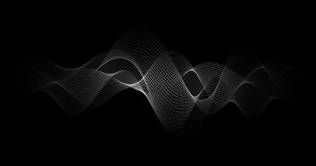 Abstract background with Horizon Fading dynamic waves Telecommunication Audio Tracks Technology Designのイラスト素材