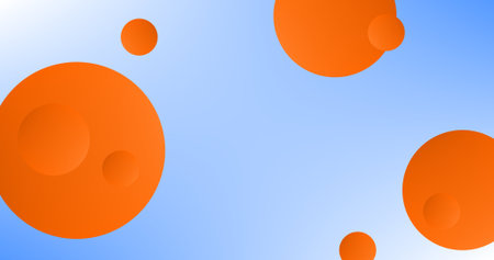 Orange circles on a blue sky background Minimal geometric bannerのイラスト素材