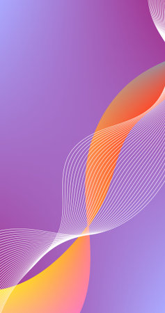 Gradient abstract background with wavy lines in purple and orange colorsのイラスト素材