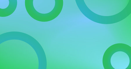 Green Blue Background with Gradient Circles Different shades and thickness Abstract pattern