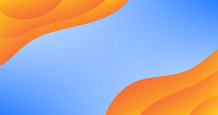 Gradient Orange Fluid Layers on Blue Sky abstract background Copy Space designのイラスト素材