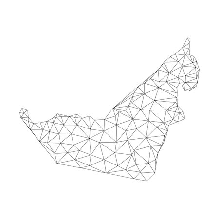 Map of United Arab Emirates Low Poly Triangle mesh Network connections Designのイラスト素材