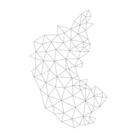 Karnataka State of India in network mesh Low polygonal map designのイラスト素材