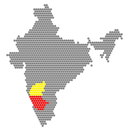 Map of India with the flag of the country in honeycomb patternのイラスト素材