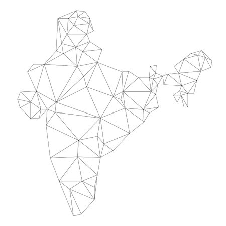 Map of India Low Polygonal connections network mesh Styleのイラスト素材