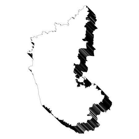 solid black outline Karnataka State map of India country area Simple flatのイラスト素材