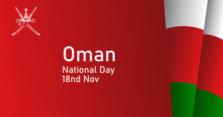 Oman National Day on Nation Flag for greeting card banner posterのイラスト素材