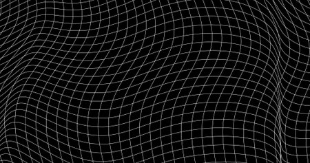 Black Background and Grid mesh lattice with distort deform array of lines Abstract Pattern
