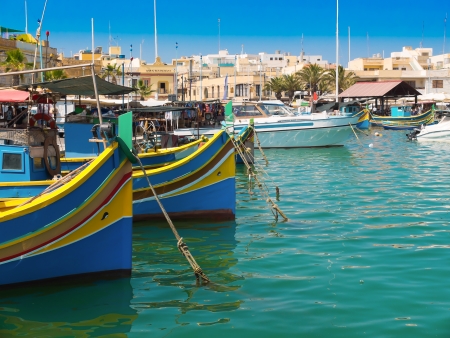 malta fishing boatsの写真素材