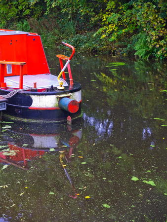 canal boat sternの写真素材