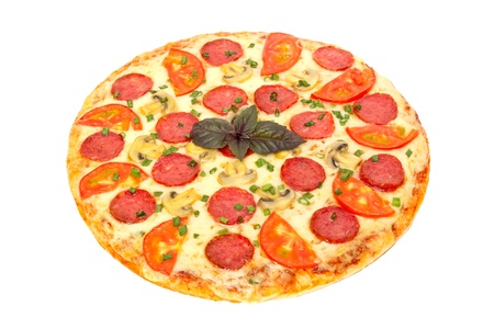 italian pizza isolated on whiteの写真素材
