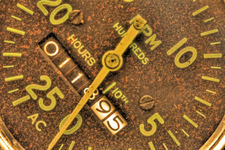 Old Tachometer with hour meter on generator in high dynamic rangeの写真素材