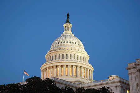 Deme of the United States Capitol shown just after dusk on a spring evening.の写真素材