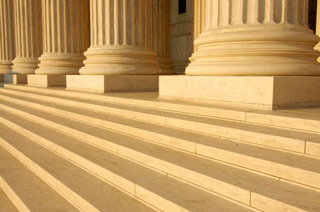 Steps and columns on the portico of the United States Supreme Court in Washington, DC.の写真素材