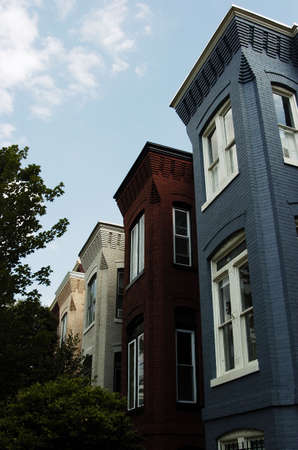 Colorful townhouses on Capitol Hill in Washington, DC.の写真素材