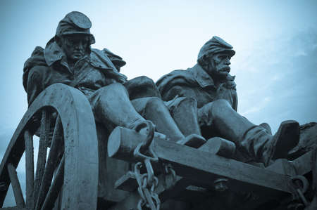 Civil war soldiers riding in wagon.のeditorial素材
