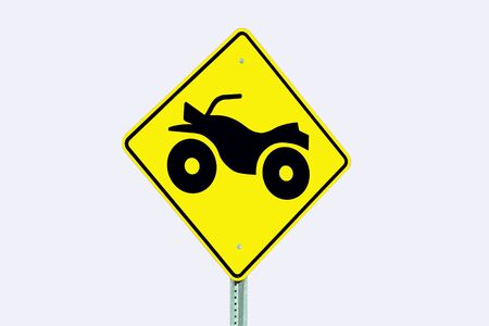 atv crossing warning sign isolated over a white backgroundの写真素材