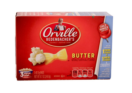 SPENCER , WISCONSIN Aug. 12 , 2014:  box of Orville Redenbacher's Butter Popcorn. Orville Redenbacher's was founded in 1969のeditorial素材