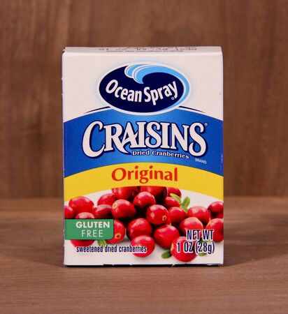 SPENCER , WISCONSIN, February, 2, 2015  Box of  Ocean Spray Craisins. Ocean Spray was founded in 1930のeditorial素材
