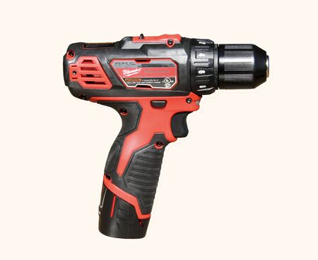 SPENCER , WISCONSIN, September, 27, 2015   Milwaukee Cordless Drill  Milwaukee Electric Tool Company is based in America and was founded in 1924のeditorial素材