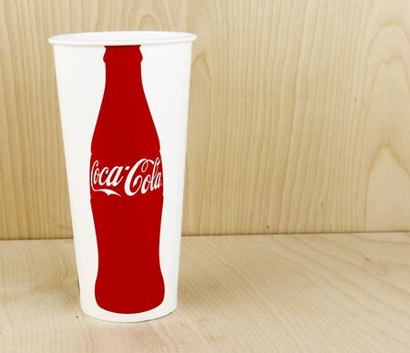 SPENCER , WISCONSIN, February,23,, 2016   Coca-Cola drinking cup  Coca-Cola is an American based company founded in 1886のeditorial素材