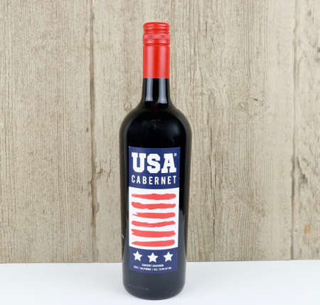 Spencer, Wisconsin, U.S.A. , March, 25, 2020    Bottle of USA Cabernet   USA Cabernet is a product of California, U.S.A.のeditorial素材