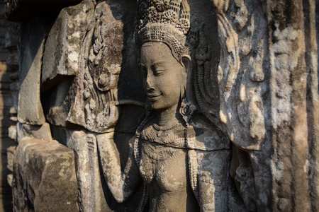 aspara art angkor wat temple ruins camboida