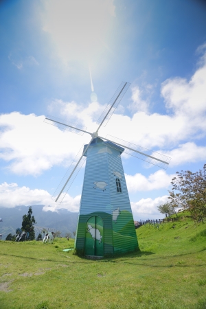 colorful windmill on the mid-taiwanの写真素材
