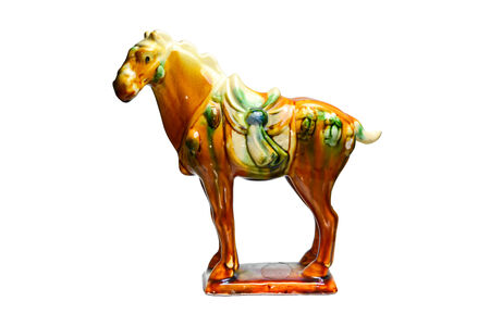 Tri-colour Tang Pottery horse by ancient chinaの写真素材