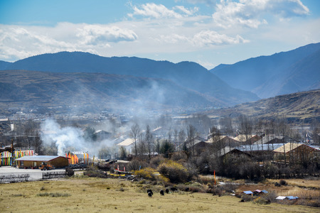 Highland Village of the Jiuzhaigou, Sichuan, Chinaの写真素材