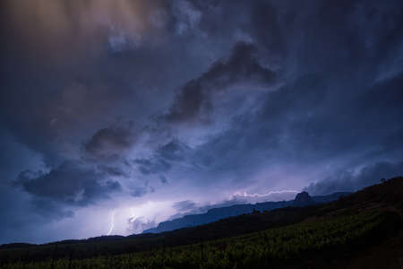 Night storm over the mountains in Crimeaの写真素材