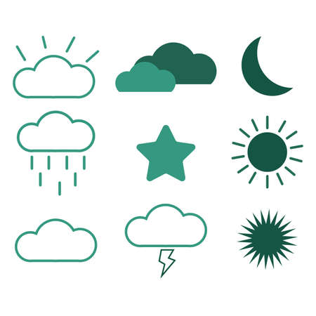 clouds sky stars moon sun lightning rain cloudy sunnyのイラスト素材