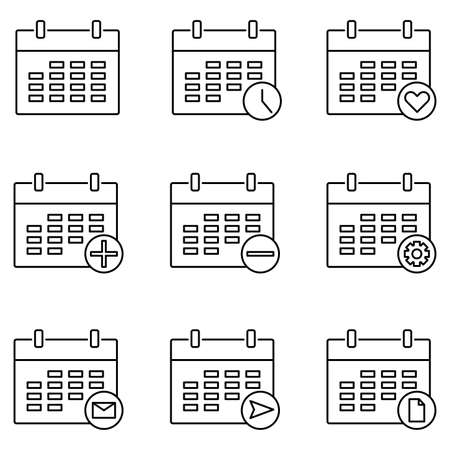 symbol icon calendar showing date, time, month, yearのイラスト素材
