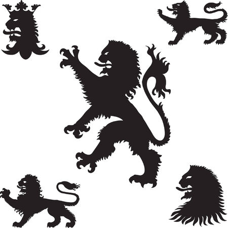Heraldic lions silhouettesのイラスト素材