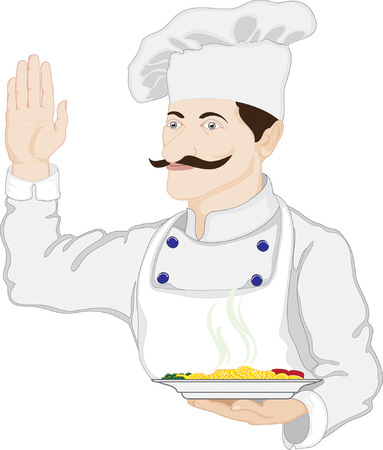  Chef welcomes guests のイラスト素材