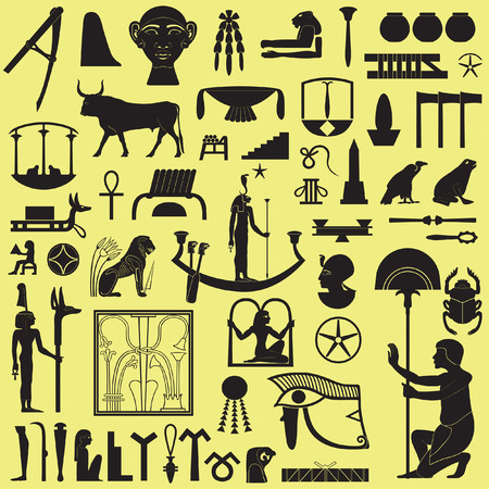 Egyptian Symbols and Signs silhouettes Set 3のイラスト素材