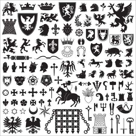 Heraldic symbols and elementsのイラスト素材
