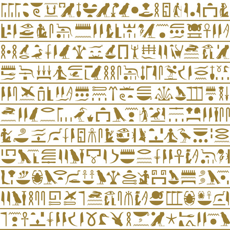 Ancient Egyptian Hieroglyphs Seamless Horizontalのイラスト素材