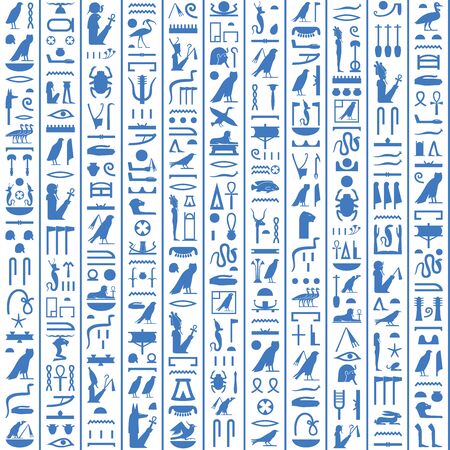 Hieroglyphs of Ancient Egypt dark blue design.のイラスト素材