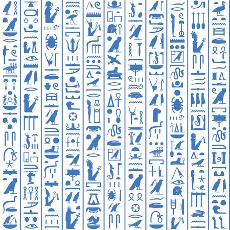 Hieroglyphs of Ancient Egypt dark blue design.