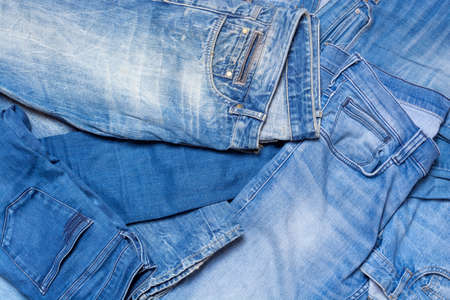 Classic blue, indigo, navy blue color jeans backgroundの写真素材