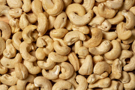 Close up view background of natural cashew nuts