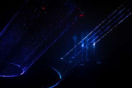 abstract technology background with lines in blue color.の写真素材