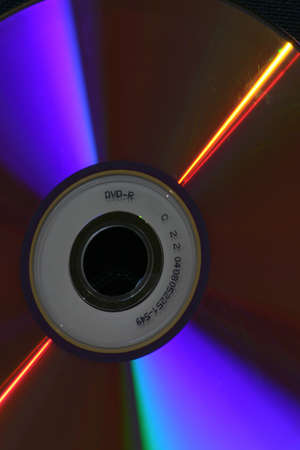 Lights reflected back by a DVD discの写真素材