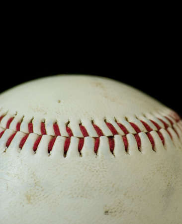 Baseball Macro with black background space available.の写真素材