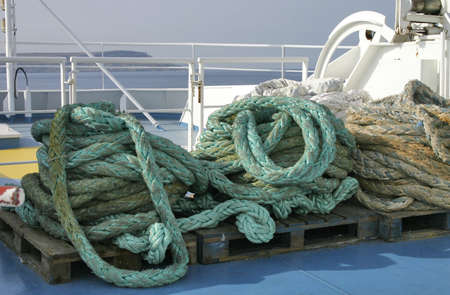 Close-up of ropes on board the ferry between Malta and Gozo.