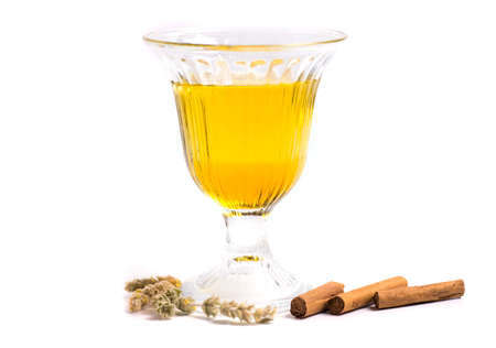 Mix of Fresh herbs and spices isolated on whiteの写真素材