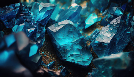 Blue icy mineral emerald. Crystal gemstone texture background. cold glacierの素材