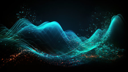 The interplay of light and color adds a sense of fantasy and power to the scene, creating a captivating design that would make an excellent backdrop for any creative project or websiteの素材